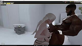 White slut gives insane sloppy deepthroat on huge black cock!