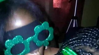 sloppy double blowjob on bbc during wild st patricks threesome