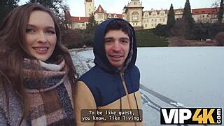 Vip4k turns innocent lakeside couple into wild threesome fun