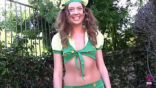 curly blonde elena koshka sucks cock and rides in sexy uniform creampie