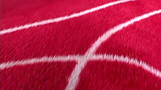 Melody Magic in stockings heels sucks shaved pussy cock on bed