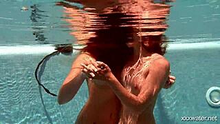 Serbian and Russian Lesbians Entwine Underwater in Steamy Skinny Shower Bliss