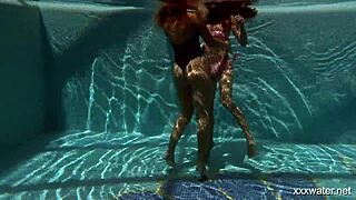 Serbian and Russian Lesbians Entwine Underwater in Steamy Skinny Shower Bliss