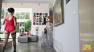 Two mature lesbians in heels probe asses deep with toys and licks