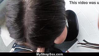 mall worker blackmails crying teen shoplifter catalina ossa into back office pussy pounding domination