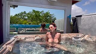 Wow, Italian Big Tits MILF Artemisia Love Fingers Poolside Jacuzzi Naked!
