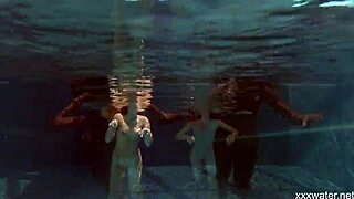 Serbian and Russian Lesbians Entwine Underwater in Steamy Skinny Shower Bliss