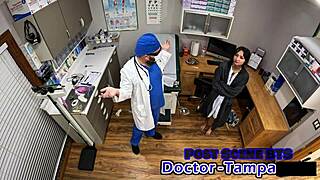 Dr Tampa spreads tattooed teen's tight pussy during university physical exam