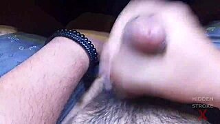 whoa that cumshot was so hot it started smoking in her shorts