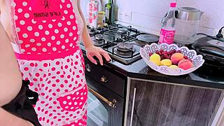 Mature latina shakes big tits and ass wildly in kitchen sex romp