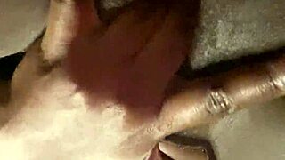 Ebony street prostitute spreads wet pussy wide in solo bedroom fingering