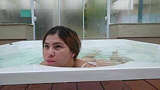 Exhibitionist Flashes in Hotel Jacuzzi