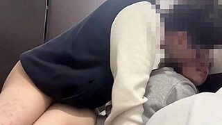 Skinny roommate rides hard cock cowgirl with tight pussy creampie