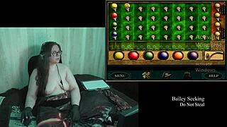 Old brunette bbw with big natural tits glasses plays naked clock game part 2