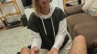 Lesbian neighbor plunges face-first into pulsing cock hungrily
