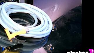 Cute big ass milf Jaclyn Swedberg strips naked outdoor pose