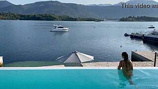 gorgeous monika fox swims naked in pool