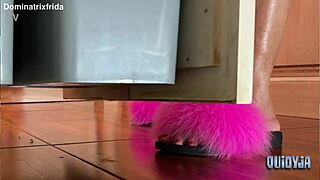 Tattooed Barefoot Toes Slip from Furry into Kitchen Fetish Exposure