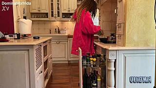 Tattooed Barefoot Toes Slip from Furry into Kitchen Fetish Exposure