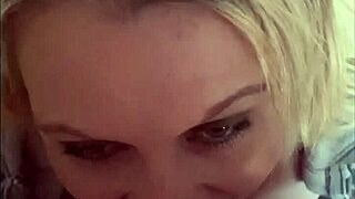 blonde bbw cougar milf whore drains balls with sloppy blowjob cumshot