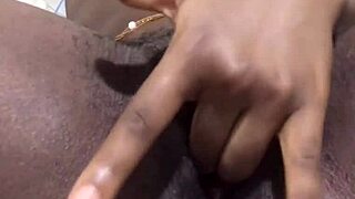 ebony babe spreads wet pussy lips for solo homemade play
