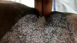 ebony babe spreads wet pussy lips for solo homemade play