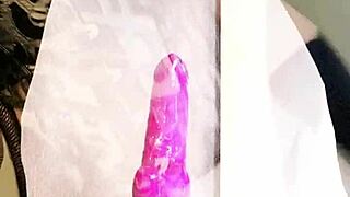 Hot Tranny Kandi Screams As Thick Purple Dildo Pounds Ass Deeply!