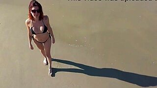 stunning redhead beach walk turns into public tit tease voyeur dream