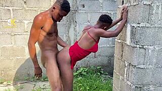 Skinny student bends over for quick outdoor doggy sex