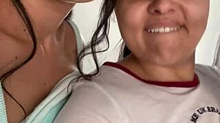 Lesbian surprise sex using our neighbors phone