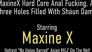 Maxine x gags on shaun dam's monster cock facefuck cum