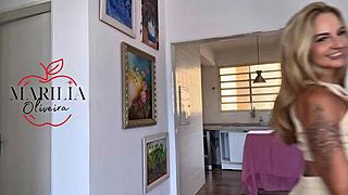 Sexy Latina Babe Shakes Ass in Tight Gym Clothes Teasing Hard