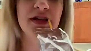 Blonde big tits teen teases topless on webcam shaking juicy ass curves.