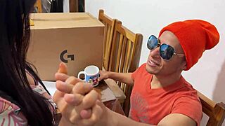 Sexy Curvy Latina Amateur Fucks Delivery Boy's Monster Cock with Anal Assfucking Roleplay