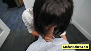 Horny Office Slut Sasha Pearl Sucks Fat Cock Deep at Work POV