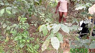 Watch her get caught bending over for farmer's cock in forest woods