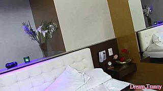 Shemale Amanda Fialho fingers tight ass loves rimjob blowjob latina tgirl