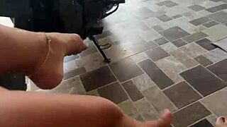 Colombian beauty fingers gaping wet pussy lips outdoors passionately