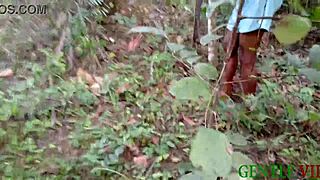 Watch her get caught bending over for farmer's cock in forest woods