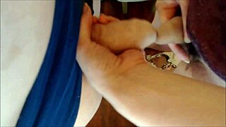 i shove my cock against her throbbing tranny dick on cam