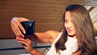 Cute Brunette Sima Fingers Petite Pussy Erotically