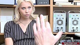 blonde teen runs wild until officer steps in at the office