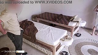 beautiful black masseuse sand spa massage explodes into amazing big cock rough sex