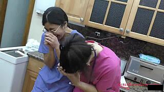 The Pre-Employment Physical Nurse Stacy Shepard Teases Patient with Latex Gloves and Feet Fetish