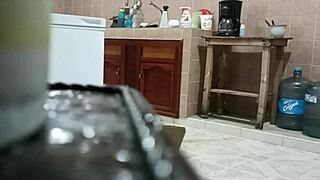 voyeur spies curvy chubby girl teasing in kitchen panties