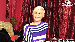 short-haired german blonde bares all in first steamy sex casting interview