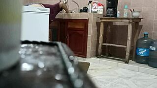 voyeur spies curvy chubby girl teasing in kitchen panties