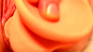 blonde braces teen shoves dildo deep in tight shaved pussy