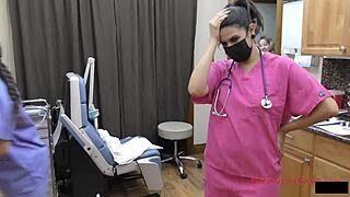 The Pre-Employment Physical Nurse Stacy Shepard Teases Patient with Latex Gloves and Feet Fetish