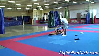 Bigtit Asian Wrestles and Licks Eurobabe Pussy!